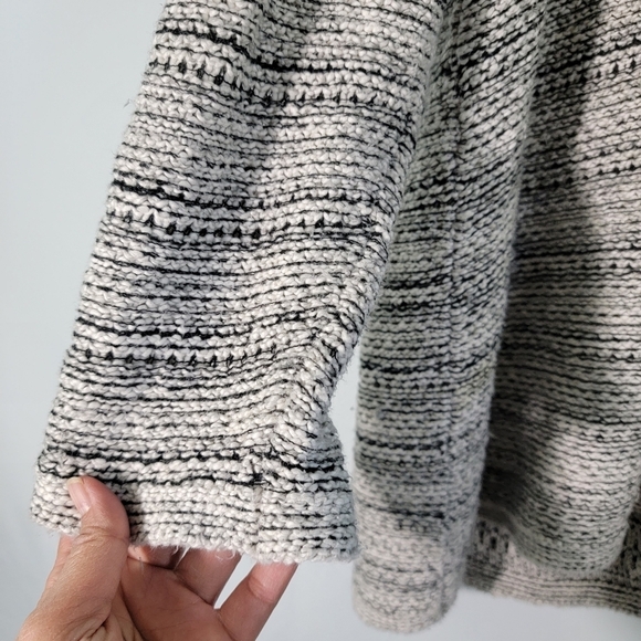 Pure Jill Women's Gray/Black Striped Open Cardigan Sz L Cable Knit Lagenlook - Picture 8 of 12
